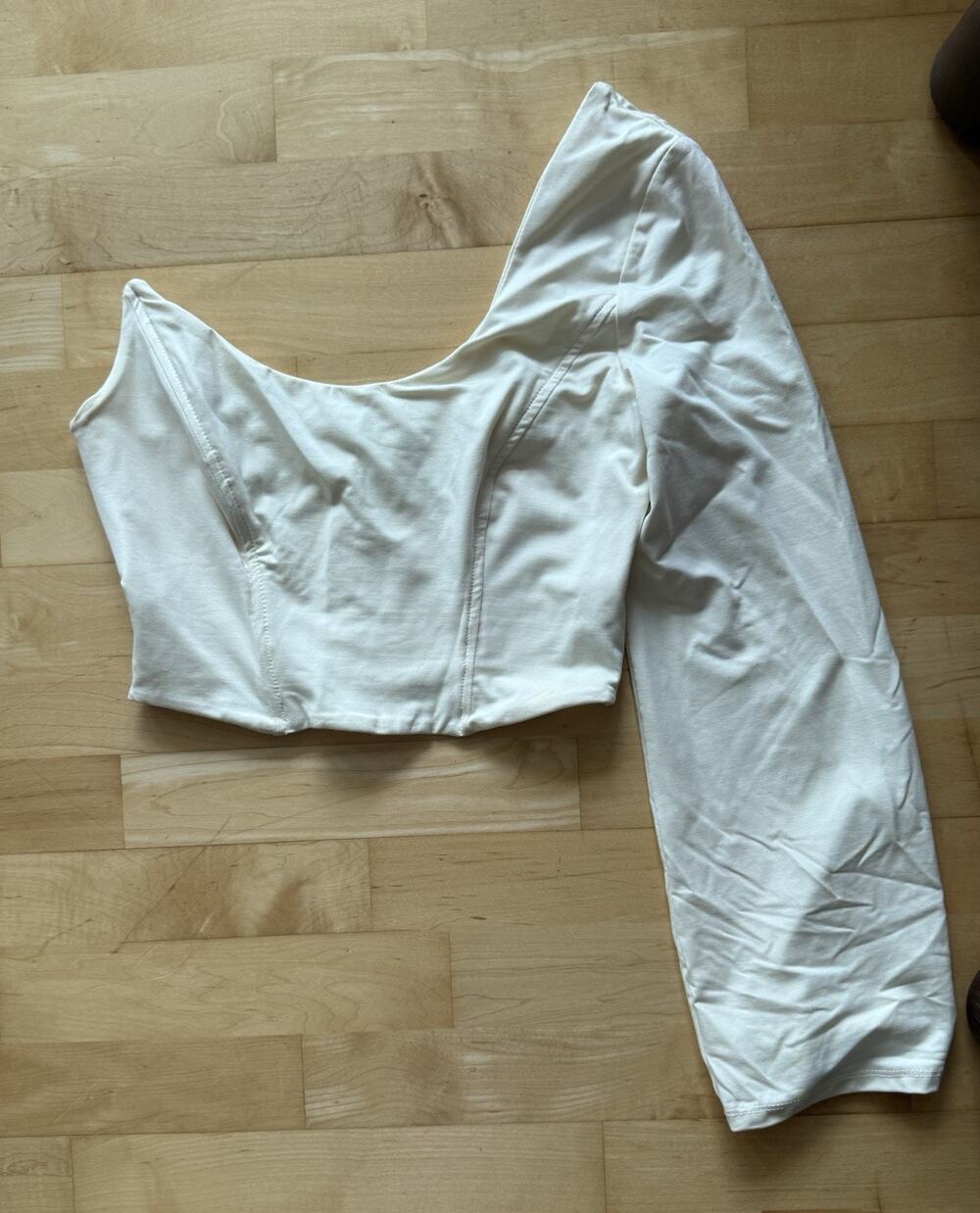 NWT Aym One Sleeve Corset Cream White Top M